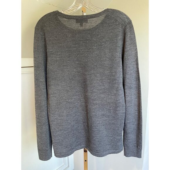Lord & Taylor extra fine merino wool classic sweater dark grey - Picture 4 of 8